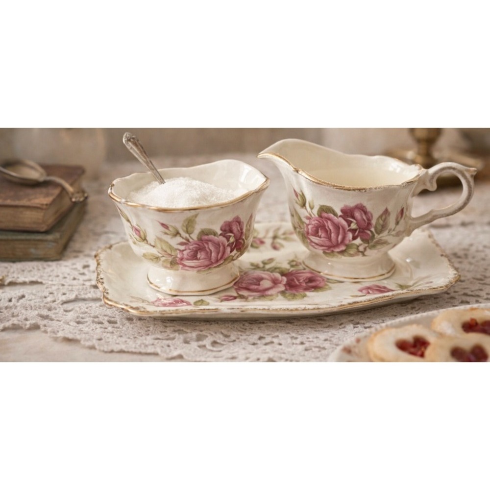 3 PIECE VINTAGE JAMES KENT LTD - LONGTON - MADE IN ENGLAND - CREAMER AND SUGAR